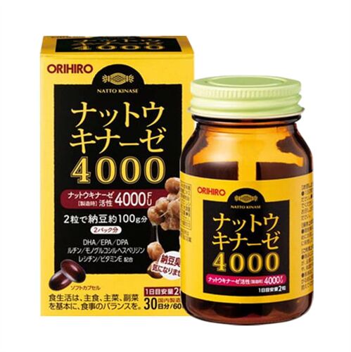 Viên Uống Nattokinase Orihiro 4000Fu hộp 60 viên của Nhật Bản